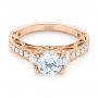 14k Rose Gold 14k Rose Gold Filigree Diamond Engagement Ring - Flat View -  103896 - Thumbnail