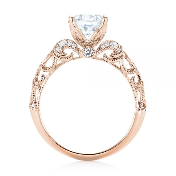 18k Rose Gold 18k Rose Gold Filigree Diamond Engagement Ring - Front View -  103101