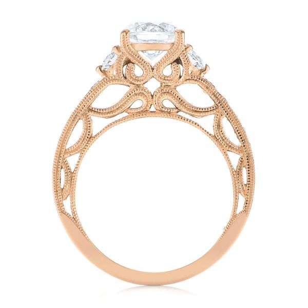 18k Rose Gold Filigree Diamond Engagement Ring - Front View -  103896