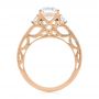 18k Rose Gold Filigree Diamond Engagement Ring - Front View -  103896 - Thumbnail