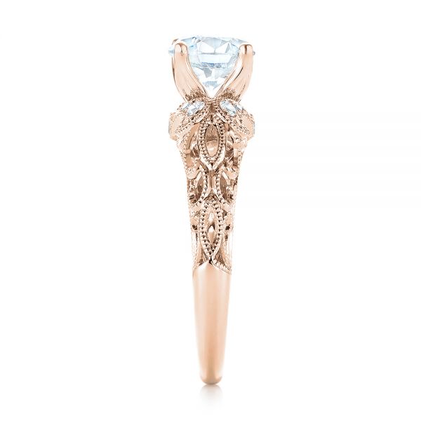 18k Rose Gold 18k Rose Gold Filigree Diamond Engagement Ring - Side View -  103101