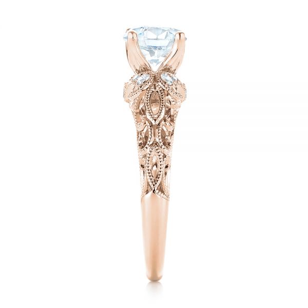 14k Rose Gold 14k Rose Gold Filigree Diamond Engagement Ring - Side View - 103101