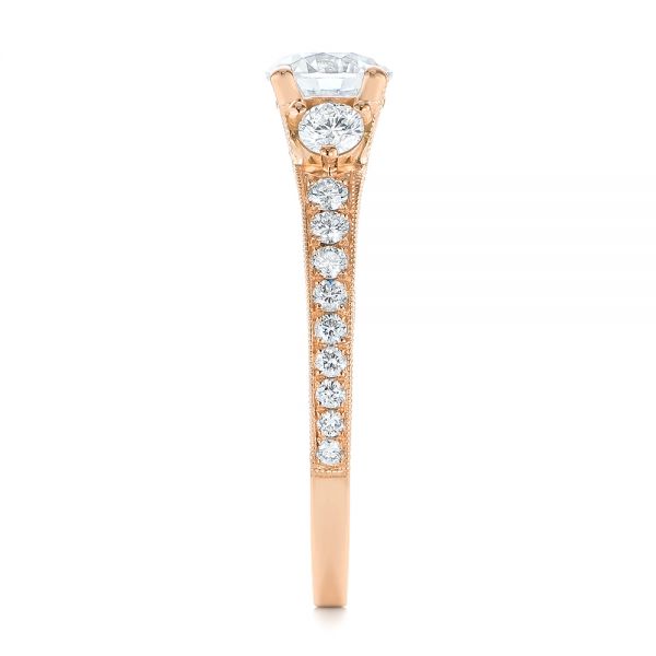 14k Rose Gold 14k Rose Gold Filigree Diamond Engagement Ring - Side View -  103896