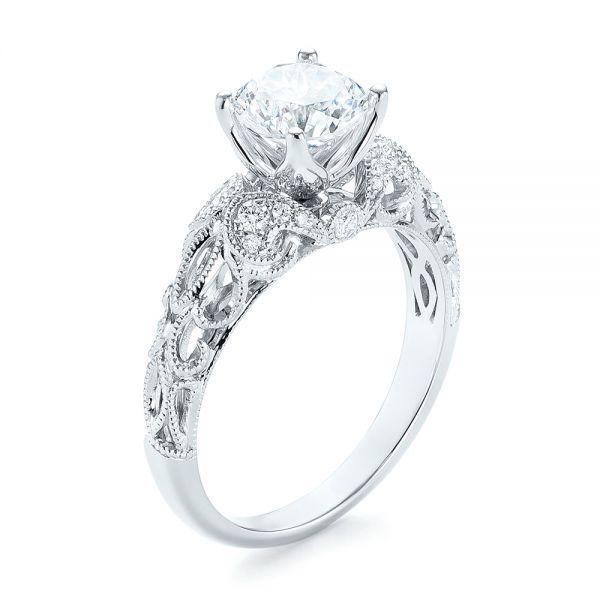  Platinum Platinum Filigree Diamond Engagement Ring - Three-Quarter View -  103101