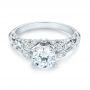 18k White Gold Filigree Diamond Engagement Ring - Flat View -  103101 - Thumbnail