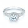 18k White Gold 18k White Gold Filigree Diamond Engagement Ring - Flat View -  103679 - Thumbnail