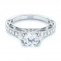 18k White Gold 18k White Gold Filigree Diamond Engagement Ring - Flat View -  103896 - Thumbnail