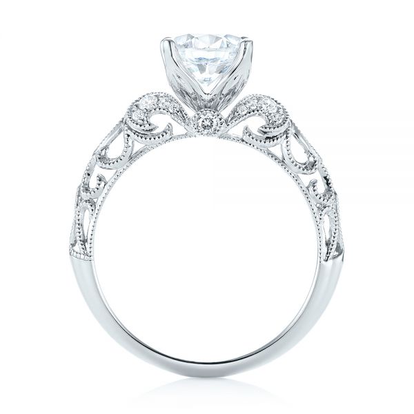  Platinum Platinum Filigree Diamond Engagement Ring - Front View -  103101