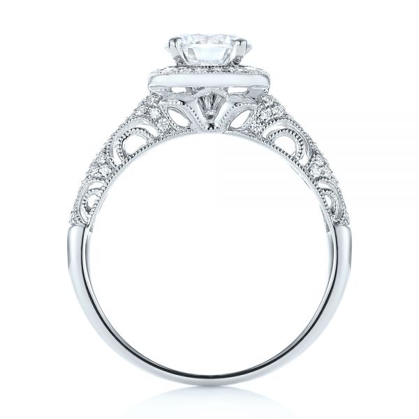 14k White Gold 14k White Gold Filigree Diamond Engagement Ring - Front View -  103679