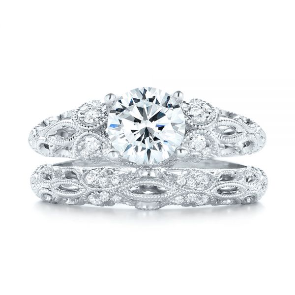  Platinum Platinum Filigree Diamond Engagement Ring - Front View -  103101