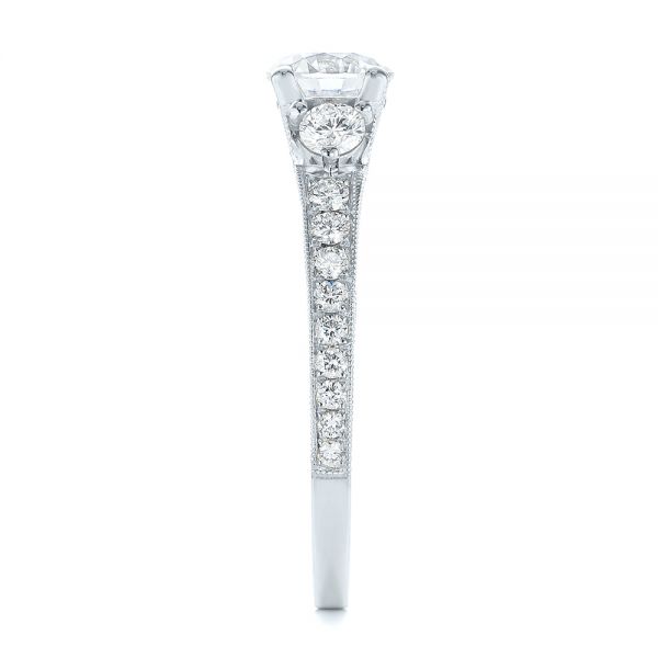 14k White Gold 14k White Gold Filigree Diamond Engagement Ring - Side View -  103896