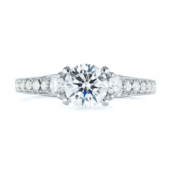 18k White Gold 18k White Gold Filigree Diamond Engagement Ring - Top View -  103896