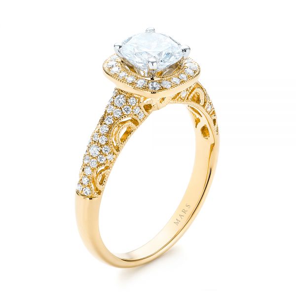 14k Yellow Gold 14k Yellow Gold Filigree Diamond Engagement Ring - Three-Quarter View -  103679