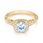 18k Yellow Gold 18k Yellow Gold Filigree Diamond Engagement Ring - Flat View -  103679 - Thumbnail
