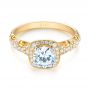 18k Yellow Gold 18k Yellow Gold Filigree Diamond Engagement Ring - Flat View -  103679 - Thumbnail