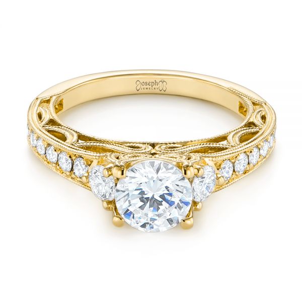 14k Yellow Gold 14k Yellow Gold Filigree Diamond Engagement Ring - Flat View -  103896