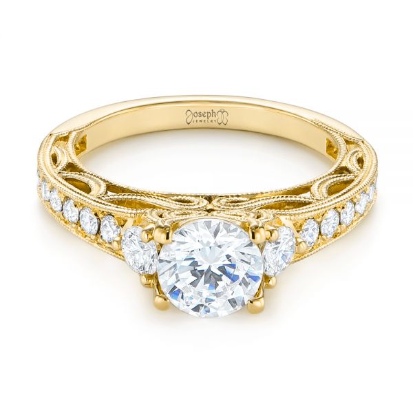 14k Yellow Gold 14k Yellow Gold Filigree Diamond Engagement Ring - Flat View - 103896