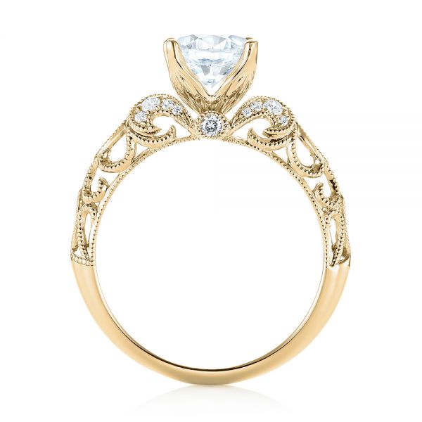 18k Yellow Gold 18k Yellow Gold Filigree Diamond Engagement Ring - Front View -  103101