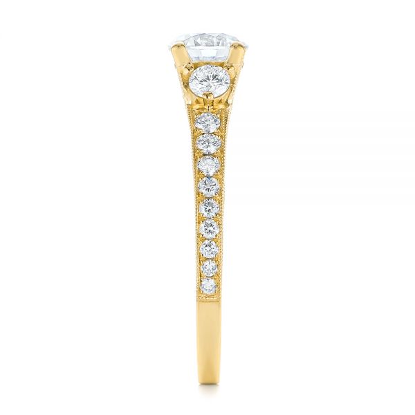 18k Yellow Gold 18k Yellow Gold Filigree Diamond Engagement Ring - Side View -  103896