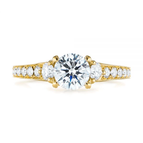 18k Yellow Gold 18k Yellow Gold Filigree Diamond Engagement Ring - Top View -  103896