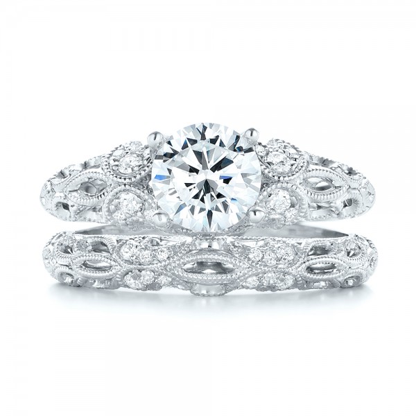 Filigree Diamond Engagement Ring - Image