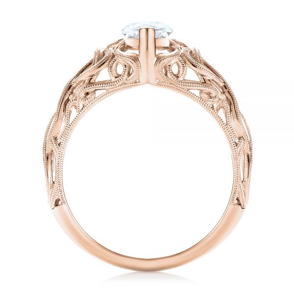 14k Rose Gold 14k Rose Gold Filigree Marquise Diamond Solitaire Ring - Front View -  103895
