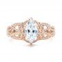 18k Rose Gold 18k Rose Gold Filigree Marquise Diamond Solitaire Ring - Top View -  103895 - Thumbnail