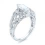 18k White Gold Filigree Marquise Diamond Solitaire Ring - Three-Quarter View -  103895 - Thumbnail