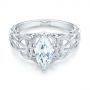18k White Gold Filigree Marquise Diamond Solitaire Ring - Flat View -  103895 - Thumbnail