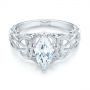 14k White Gold 14k White Gold Filigree Marquise Diamond Solitaire Ring - Flat View -  103895 - Thumbnail