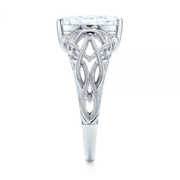  Platinum Platinum Filigree Marquise Diamond Solitaire Ring - Side View -  103895