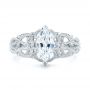 18k White Gold Filigree Marquise Diamond Solitaire Ring - Top View -  103895 - Thumbnail