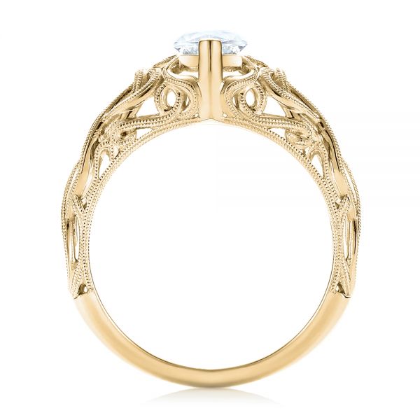 18k Yellow Gold 18k Yellow Gold Filigree Marquise Diamond Solitaire Ring - Front View -  103895