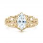 18k Yellow Gold 18k Yellow Gold Filigree Marquise Diamond Solitaire Ring - Top View -  103895 - Thumbnail