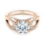 14k Rose Gold 14k Rose Gold Filigree Split Shank Diamond Engagement Ring - Flat View -  105194 - Thumbnail