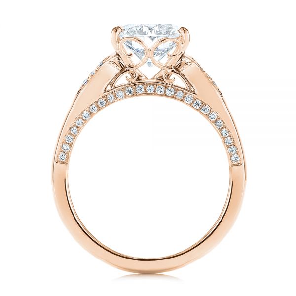 18k Rose Gold 18k Rose Gold Filigree Split Shank Diamond Engagement Ring - Front View -  105194