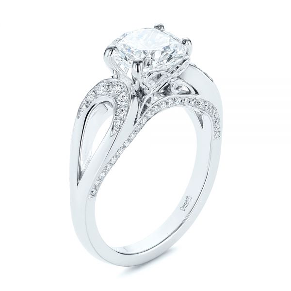 Cathedral Split Shank Round Brilliant Moissanite Engagement Ring - eng077 -  MoissaniteCo.com