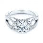 18k White Gold 18k White Gold Filigree Split Shank Diamond Engagement Ring - Flat View -  105194 - Thumbnail