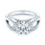 14k White Gold Filigree Split Shank Diamond Engagement Ring - Flat View -  105194 - Thumbnail