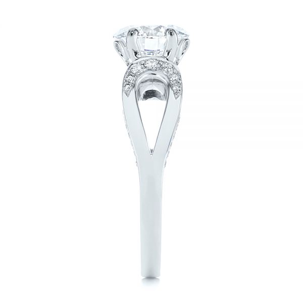  Platinum Platinum Filigree Split Shank Diamond Engagement Ring - Side View -  105194