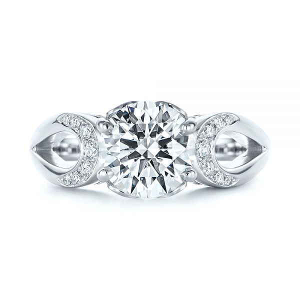  Platinum Platinum Filigree Split Shank Diamond Engagement Ring - Top View -  105194