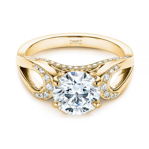 18k Yellow Gold 18k Yellow Gold Filigree Split Shank Diamond Engagement Ring - Flat View -  105194