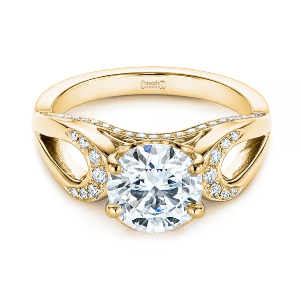 14k Yellow Gold 14k Yellow Gold Filigree Split Shank Diamond Engagement Ring - Flat View - 105194
