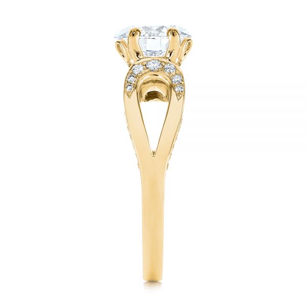 14k Yellow Gold 14k Yellow Gold Filigree Split Shank Diamond Engagement Ring - Side View -  105194