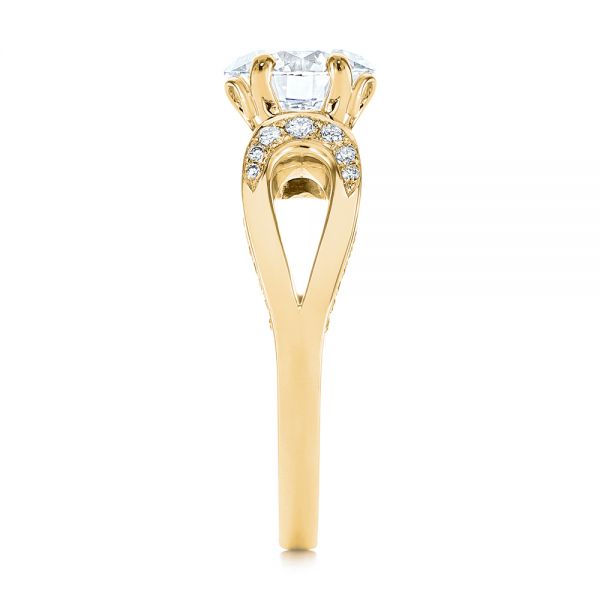 14k Yellow Gold 14k Yellow Gold Filigree Split Shank Diamond Engagement Ring - Side View - 105194