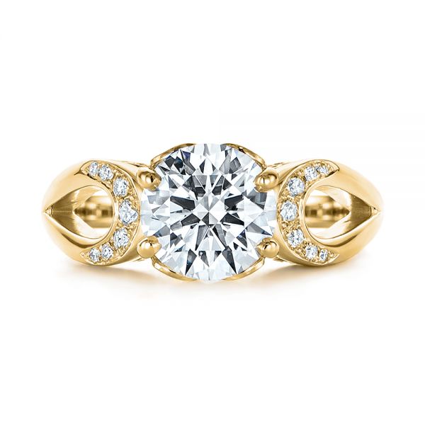18k Yellow Gold 18k Yellow Gold Filigree Split Shank Diamond Engagement Ring - Top View -  105194