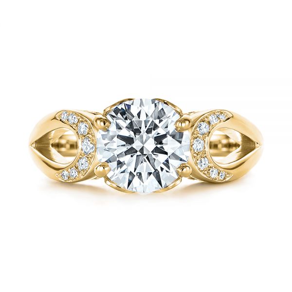 14k Yellow Gold 14k Yellow Gold Filigree Split Shank Diamond Engagement Ring - Top View - 105194