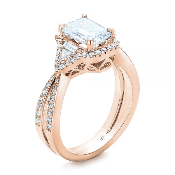 18k Rose Gold 18k Rose Gold Five Stone Diamond Engagement Ring - Three-Quarter View -  199