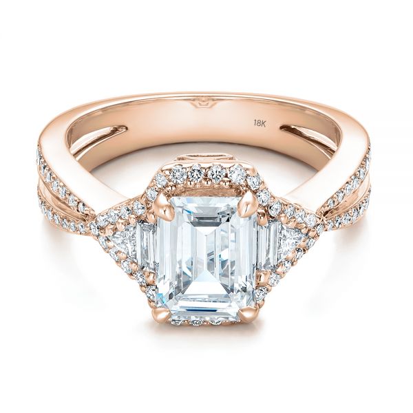 18k Rose Gold 18k Rose Gold Five Stone Diamond Engagement Ring - Flat View -  199