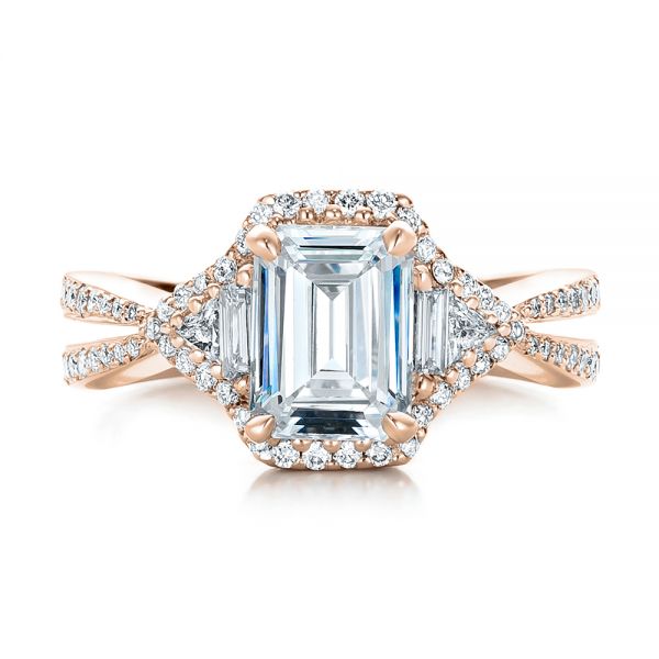 18k Rose Gold 18k Rose Gold Five Stone Diamond Engagement Ring - Top View -  199